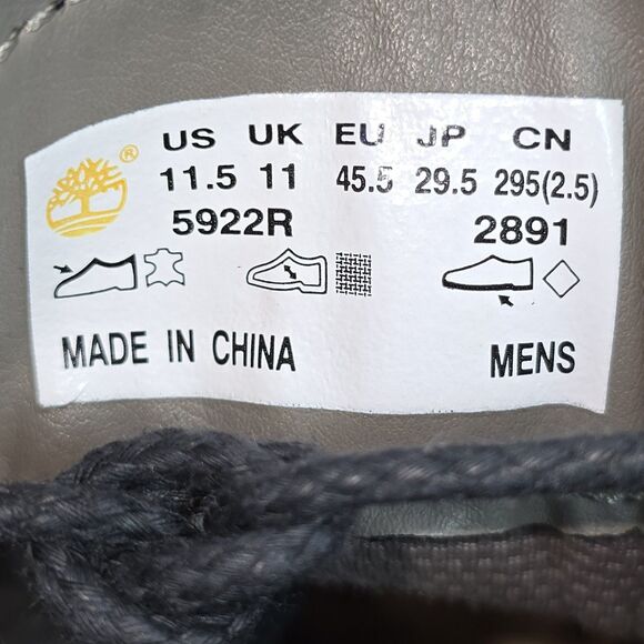 Timberland Earthkeepers Men's Size 11.5 Black Leather Waterproof Boots (5922R) - Picture 8 of 9